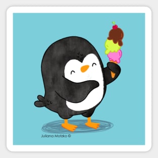 Penguin with Ice Cream Magnet